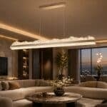 Pendul LED Maro 192W cu Telecomandă, Înălțime Reglabilă, Dimabil, 3 Tipuri de Lumină
