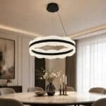 Pendul LED Negru 132W cu Telecomandă, Înălțime Reglabilă, Dimabil, 3 Tipuri de Lumină
