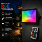 Proiector LED RGB Black 50W IP65, Dimabil cu Telecomanda