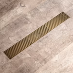 Rigolă de Duș din Inox 57x500 mm, Auriu Periat, Reversibilă 2 în 1, cu Sifon Detașabil - imagine 4