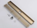 Rigolă de Duș din Inox 57x500 mm, Auriu Periat, Reversibilă 2 în 1, cu Sifon Detașabil - imagine 8