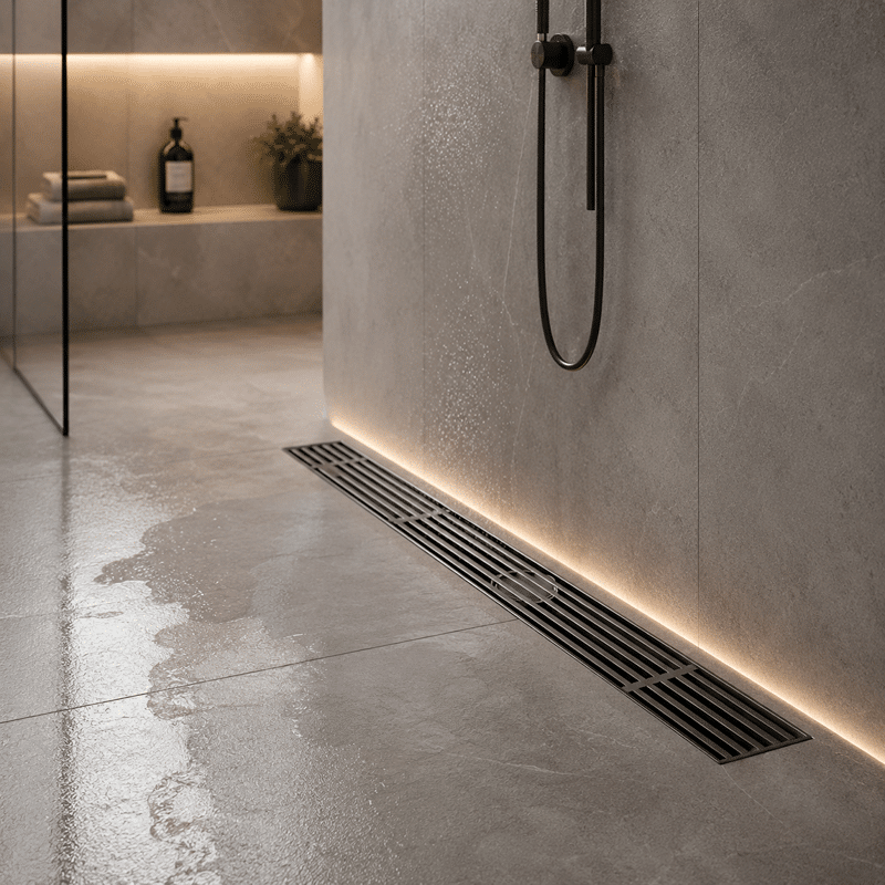 Rigolă de Duș din Inox 57x400 mm, Crom, Reversibilă 2 în 1, cu Sifon Detașabil (2) Rigolă de Duș din Inox 57x400 mm, Crom, Reversibilă 2 în 1, cu Sifon Detașabil - imagine 1