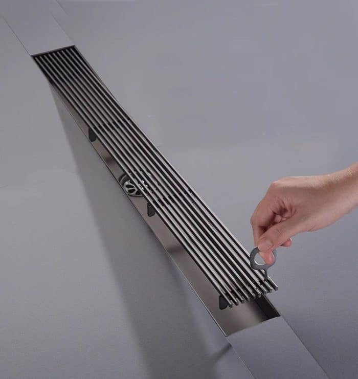 Rigolă de Duș din Inox 57x400 mm, Crom, Reversibilă 2 în 1, cu Sifon Detașabil - imagine 6