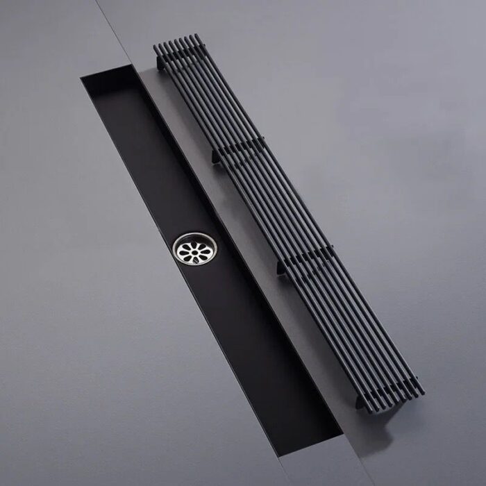 Rigolă de Duș din Inox 57x400 mm, Negru Mat, Reversibilă 2 în 1, cu Sifon Detașabil - imagine 7