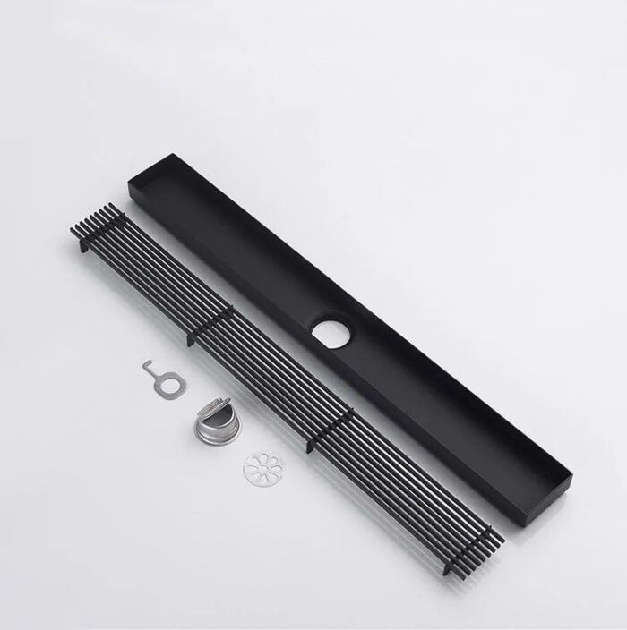 Rigolă de Duș din Inox 57x400 mm, Negru Mat, Reversibilă 2 în 1, cu Sifon Detașabil - imagine 8
