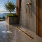 Rigolă de Duș din Inox 600x32 mm, Auriu Periat, Reversibilă 2 în 1, cu Sifon Detașabil - imagine 3