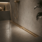Rigolă de Duș din Inox 600x32 mm, Auriu Periat, Reversibilă 2 în 1, cu Sifon Detașabil