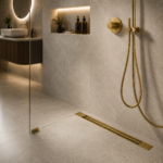 Rigolă de Duș din Inox 600x32 mm, Auriu Periat, Reversibilă 2 în 1, cu Sifon Detașabil - imagine 2