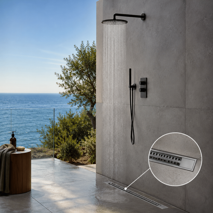 Rigolă de Duș din Inox 600x32 mm, Crom, Reversibilă 2 în 1, cu Sifon Detașabil - imagine 3