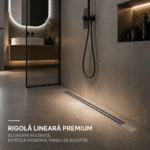 Rigolă de Duș din Inox 600x32 mm, Crom, Reversibilă 2 în 1, cu Sifon Detașabil - imagine 2