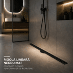 Rigolă de Duș din Inox 600x32 mm, Negru Mat, Reversibilă 2 în 1, cu Sifon Detașabil - imagine 2