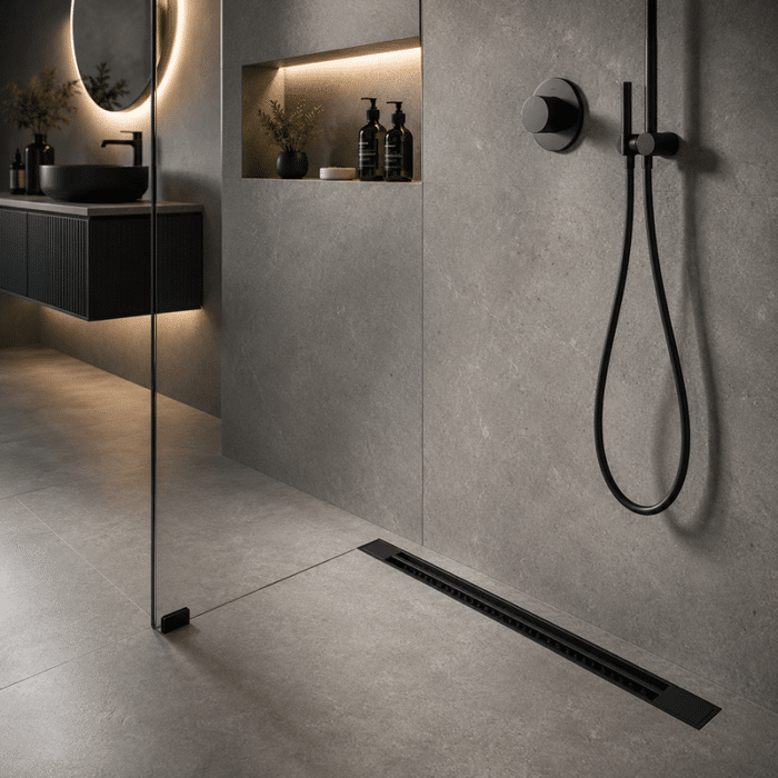 Rigolă de Duș din Inox 600x32 mm, Negru Mat, Reversibilă 2 în 1, cu Sifon Detașabil - imagine 3