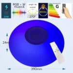 Plafonieră LED Smart cu Boxă Bluetooth, RGB+W, 24W, Ø390 mm, Control din Aplicație, Muzică și Jocuri de Lumini - imagine 2