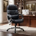 Scaun de Birou Reglabil BOC-325, Negru, Piele Ecologică, Design Directorial