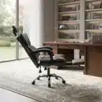 Scaun de Birou Reglabil WF-807, Gri Închis, cu Suport pentru Picioare, Piele Ecologică - imagine 2