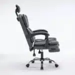 Scaun de Birou Reglabil WF-807, Gri Închis, cu Suport pentru Picioare, Piele Ecologică - imagine 9