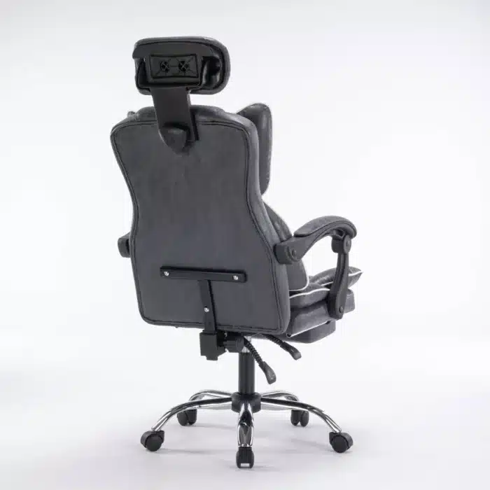 Scaun de Birou Reglabil WF-807, Gri Închis, cu Suport pentru Picioare, Piele Ecologică - imagine 8