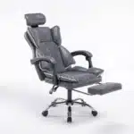 Scaun de Birou Reglabil WF-807, Gri Închis, cu Suport pentru Picioare, Piele Ecologică - imagine 6
