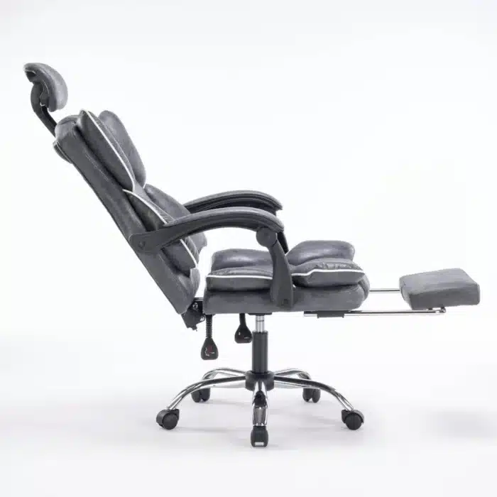 Scaun de Birou Reglabil WF-807, Gri Închis, cu Suport pentru Picioare, Piele Ecologică - imagine 5
