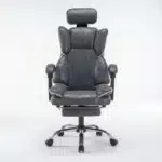 Scaun de Birou Reglabil WF-807, Gri Închis, cu Suport pentru Picioare, Piele Ecologică - imagine 4