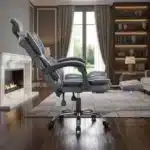 Scaun de Birou Reglabil WF-807, Gri Închis, cu Suport pentru Picioare, Piele Ecologică - imagine 3