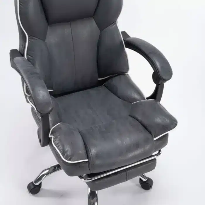 Scaun de Birou Reglabil WF-807, Gri Închis, cu Suport pentru Picioare, Piele Ecologică - imagine 15