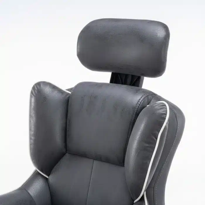 Scaun de Birou Reglabil WF-807, Gri Închis, cu Suport pentru Picioare, Piele Ecologică - imagine 13