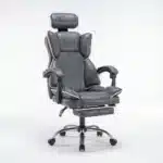 Scaun de Birou Reglabil WF-807, Gri Închis, cu Suport pentru Picioare, Piele Ecologică - imagine 12