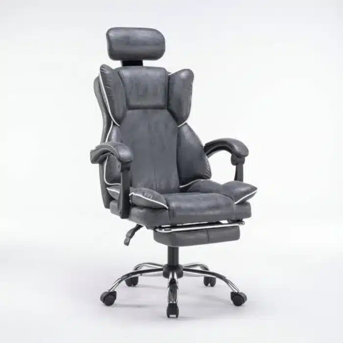 Scaun de Birou Reglabil WF-807, Gri Închis, cu Suport pentru Picioare, Piele Ecologică - imagine 12