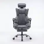 Scaun de Birou Reglabil WF-807, Gri Închis, cu Suport pentru Picioare, Piele Ecologică - imagine 11