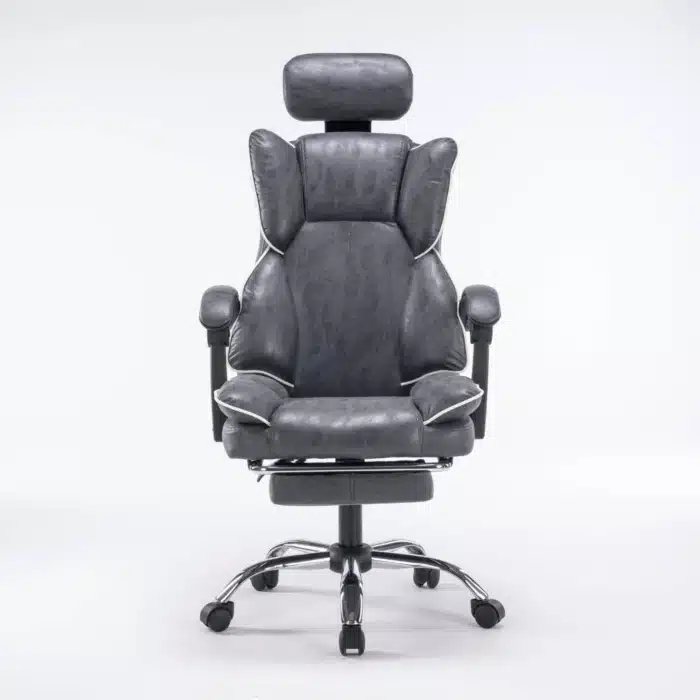 Scaun de Birou Reglabil WF-807, Gri Închis, cu Suport pentru Picioare, Piele Ecologică - imagine 11