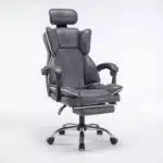 Scaun de Birou Reglabil WF-807, Gri Închis, cu Suport pentru Picioare, Piele Ecologică - imagine 10
