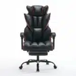 Scaun de Birou Reglabil WF-807B cu Suport pentru Picioare, Negru, Piele Ecologică - imagine 10
