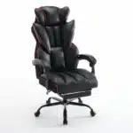 Scaun de Birou Reglabil WF-807B cu Suport pentru Picioare, Negru, Piele Ecologică - imagine 12