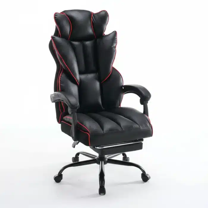 Scaun de Birou Reglabil WF-807B cu Suport pentru Picioare, Negru, Piele Ecologică - imagine 12