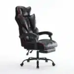 Scaun de Birou Reglabil WF-807B cu Suport pentru Picioare, Negru, Piele Ecologică - imagine 14