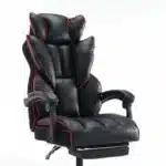 Scaun de Birou Reglabil WF-807B cu Suport pentru Picioare, Negru, Piele Ecologică - imagine 20