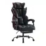 Scaun de Birou Reglabil WF-807B cu Suport pentru Picioare, Negru, Piele Ecologică - imagine 3