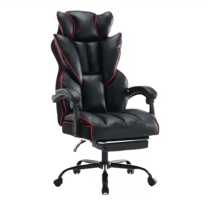 Scaun de Birou Reglabil WF-807B cu Suport pentru Picioare, Negru, Piele Ecologică - imagine 3