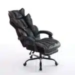 Scaun de Birou Reglabil WF-807B cu Suport pentru Picioare, Negru, Piele Ecologică - imagine 4