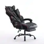 Scaun de Birou Reglabil WF-807B cu Suport pentru Picioare, Negru, Piele Ecologică - imagine 5