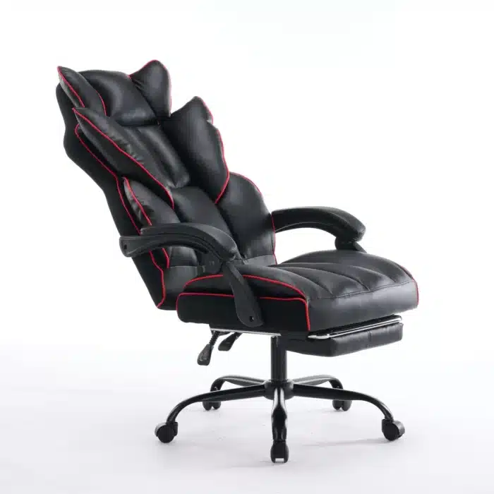 Scaun de Birou Reglabil WF-807B cu Suport pentru Picioare, Negru, Piele Ecologică - imagine 5
