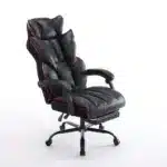 Scaun de Birou Reglabil WF-807B cu Suport pentru Picioare, Negru, Piele Ecologică - imagine 6