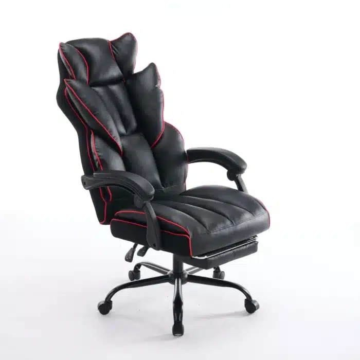Scaun de Birou Reglabil WF-807B cu Suport pentru Picioare, Negru, Piele Ecologică - imagine 6
