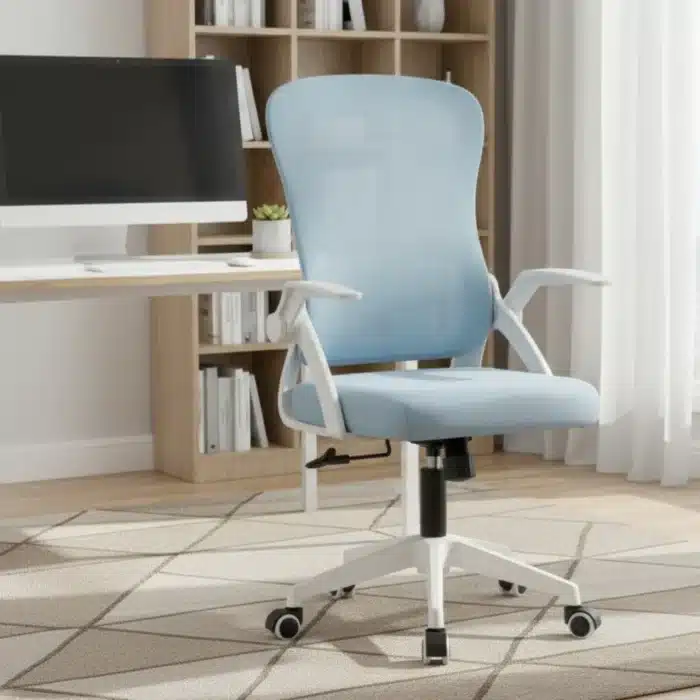 Scaun de Birou Reglabil WF-003, Albastru, Ergonomic, cu Spătar Mesh și Brațe - imagine 2