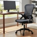 Scaun de Birou Reglabil WF-003, Negru, Ergonomic, cu Spătar Mesh și Brațe