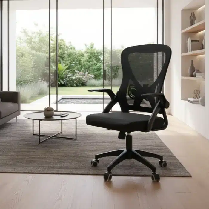 Scaun de Birou Reglabil WF-003, Negru, Ergonomic, cu Spătar Mesh și Brațe - imagine 2