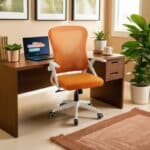 Scaun de Birou Reglabil WF-003, Portocaliu, Ergonomic, cu Spătar Mesh și Brațe