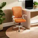Scaun de Birou Reglabil WF-003, Portocaliu, Ergonomic, cu Spătar Mesh și Brațe - imagine 2