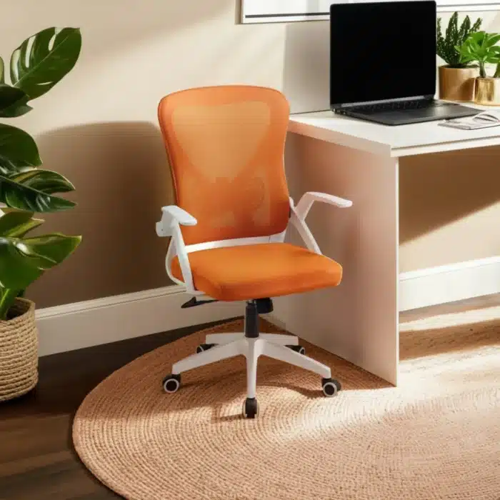 Scaun de Birou Reglabil WF-003, Portocaliu, Ergonomic, cu Spătar Mesh și Brațe - imagine 2